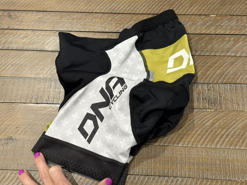 DNA Cycling Shorts Black/White/Olive Green Nylon Italy - Women’s S
